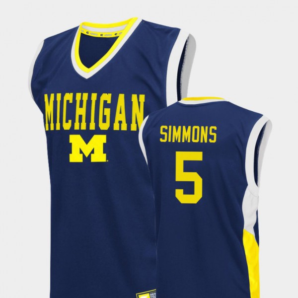 Michigan Wolverines #5 For Men Jaaron Simmons Jersey Blue Player College Basketball Fadeaway